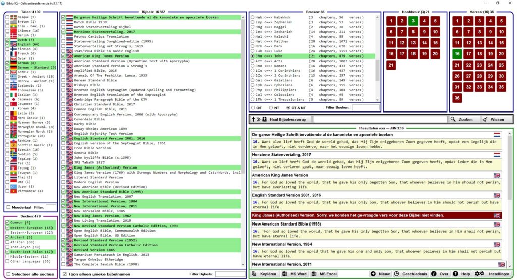 BibioIQ Hoofdscherm, Bijbelvertaling vergelijken